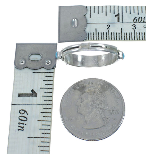 Zuni Turquoise Inlay Sterling Silver Ring Size 7-3/4 NN20594